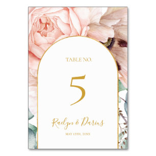 Elégant Jardin Floral Blush Numéro de table