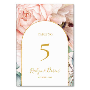 Elégant Jardin Floral Blush Numéro de table Past