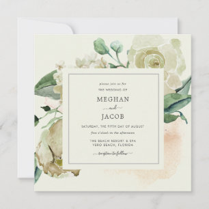 Elégant Jardin Floral d'ivoire Invitation de maria