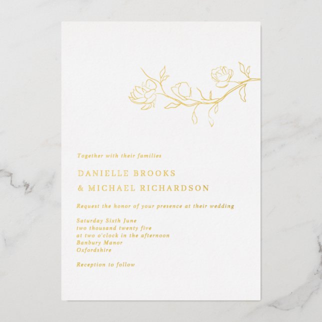 Elegant Jasmine Branch Wedding Gold (Front)