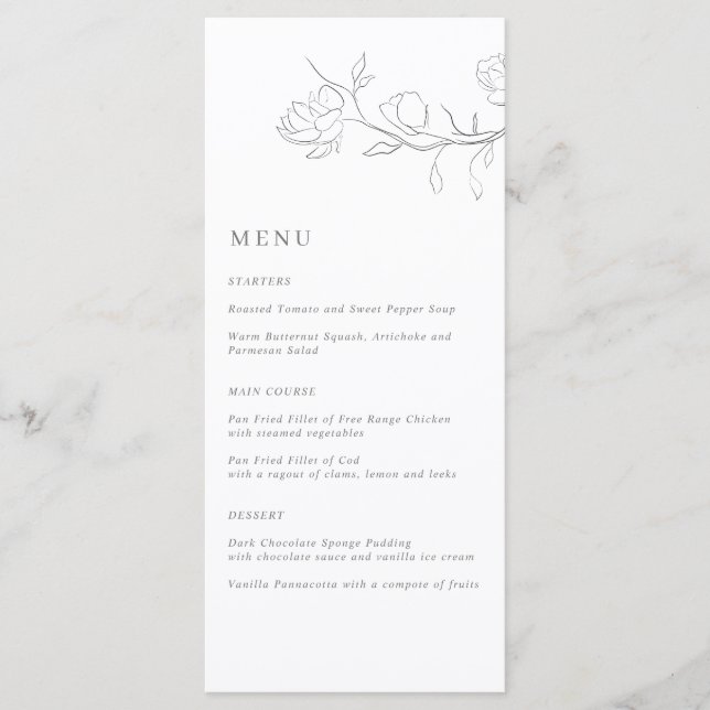 Elegant Jasmine Branch Wedding Menu (Front)