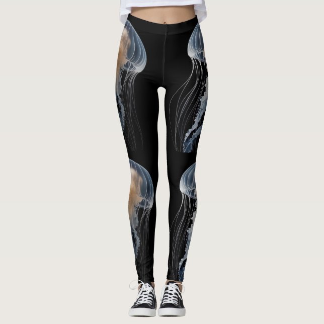 "Elegant Jellyfish Leggings: Unique Ocean-Inspired Leggings (Front)