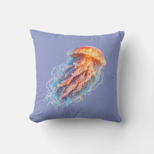 Elegant Jellyfish Ocean Fantasy Illustration Throw Pillow