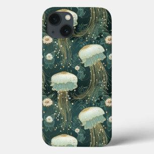 Elegant Jellyfish Pattern - Custom Name iPhone 13 Case