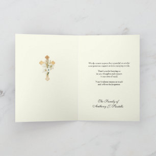 Elegant Jesu Roses Christian Condolence Thank You Card