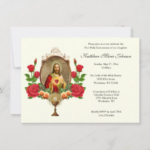 Élégant Jésus première communion Invitations