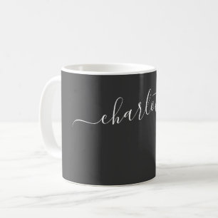Elegant Jet Black Colour Modern Name Personalized Coffee Mug