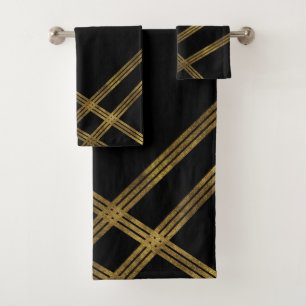 Élégant jeu de serviettes Black moderne avec Gol