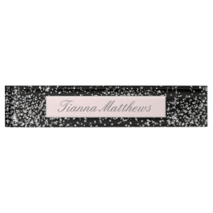 Elegant Jewel Diamond Scatter Sparkle Design  Nameplate