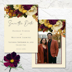 Elegant Jewel Vintage Floral Ivory Photo Wedding Save The Date