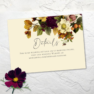 Elegant Jewel Vintage Floral Ivory Wedding Enclosure Card