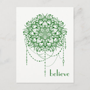 Elegant Jewelled Zen Mandala "Believe" Postcard