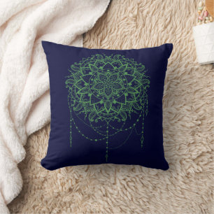 Elegant Jewelled Zen Mandala Throw Pillow