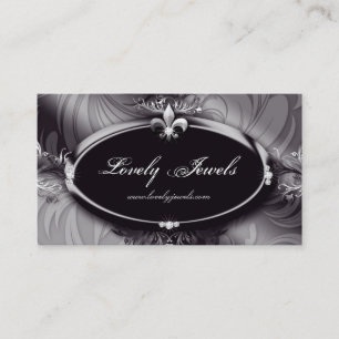 Elegant Jewellery Fashion Fleur de lis Black Business Card