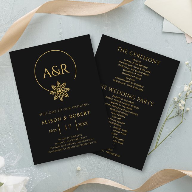 Elegant jewellery inspired frame and flower weddin program (Creator Uploaded)