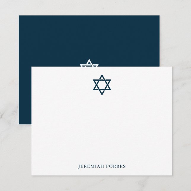 Elegant Jewish Star of David Note Card (Front/Back)