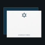 Elegant Jewish Star of David Note Card<br><div class="desc">This beautifully designed personalized note card features the timeless Star of David,  making it perfect for Jewish holidays,  bar or bat mitzvah thank-you notes,  or everyday messages with meaning. Printed on premium paper with customizable name detail,  this card blends tradition with elegant simplicity—ideal for heartfelt expressions and spiritual occasions.</div>