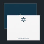 Elegant Jewish Star of David Note Card<br><div class="desc">This beautifully designed personalized note card features the timeless Star of David, making it perfect for Jewish holidays, bar or bat mitzvah thank-you notes, or everyday messages with meaning. Printed on premium paper with customizable name detail, this card blends tradition with elegant simplicity—ideal for heartfelt expressions and spiritual occasions.</div>