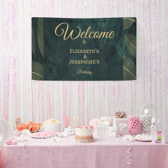 Elegant Joint Double Birthday Twin  Banner (Party)