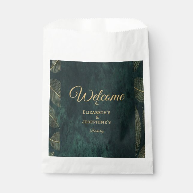 Elegant Joint Double Birthday Twin  Favour Bag (Front)