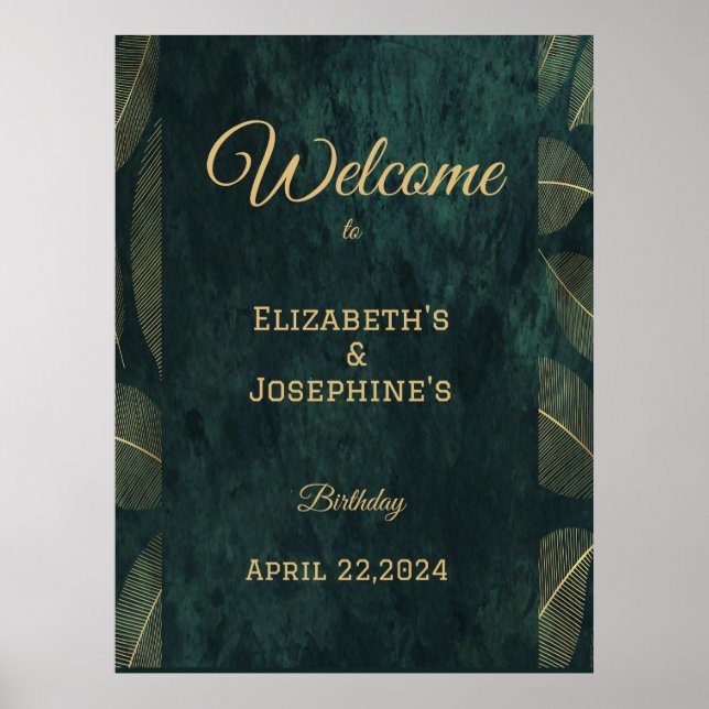 Elegant Joint Double Birthday  Twin Poster (Front)