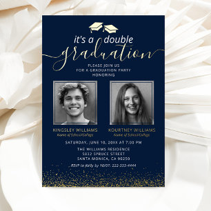 Elegant Joint Graduation Photo Navy Gold
