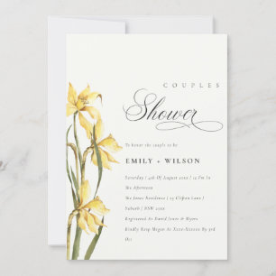 Élégant Joli Jaune Daffodil Couples Invitation dou