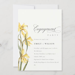 Élégant joli Jaune Daffodil Fiançailles Invitation