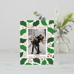 Elegant Jolly Holly 2 Photo Foil Holiday Postcard