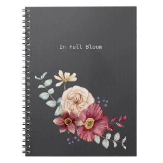Élégant Journal Floral Gris, Rust & Peach
