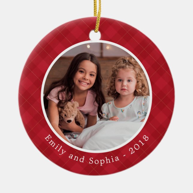 Elegant Joy Holiday Photo Ornament (Front)