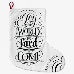 Elegant Joy to the World Christian Christmas Name Large Christmas Stocking