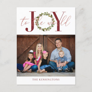 Elegant Joy to the World Christmas Holiday Photo Postcard