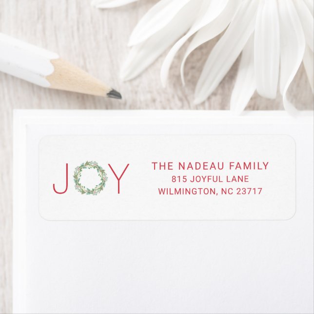 Elegant Joy Wreath Christmas Return Adresse (En situation)