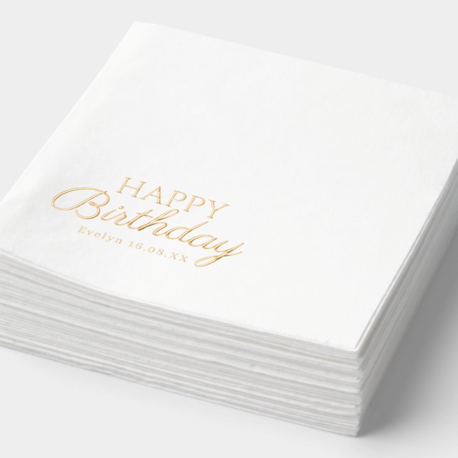 Elégant joyeux anniversaire | Nom et date personna (Détail)