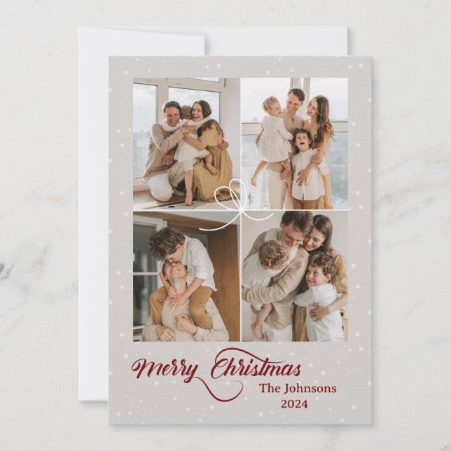 Élégant joyeux carte photo de famille de Noël (Devant)