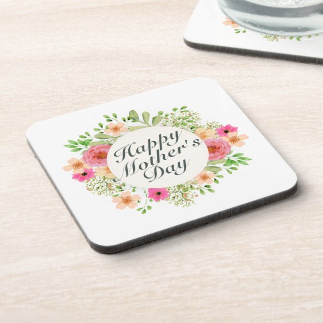 Elégant Joyeux Dessous de verre de cadre floral Fê (Côté gauche)