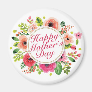 Elégant Joyeux Magnet de cadre floral Fête des Mèr