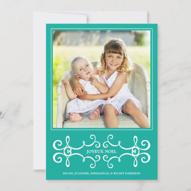 Elégant Joyeux Noel Carte photo de vacances / Aqua (Devant)