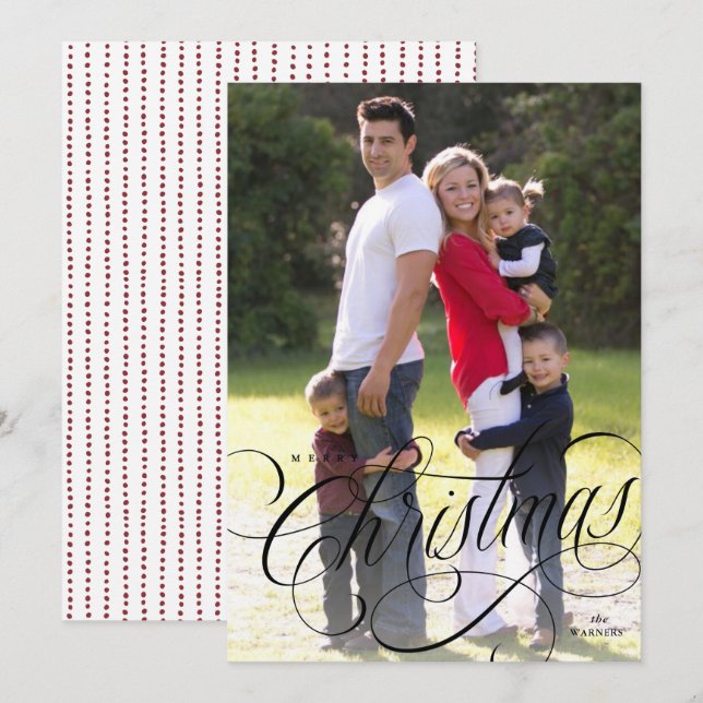 Elégant Joyeux script de Noël conception Carte de  (Devant / Derrière)