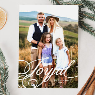Elegant Joyful Calligraphy Photo Holiday Card