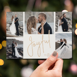 Elegant JOYFUL Multi Photo Christmas Holiday Card