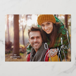 Elegant Joyful Silver Foil Holiday Card