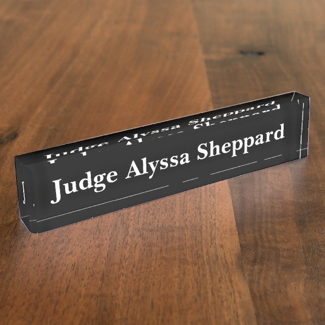 Elegant Judge Acrylic Black Nameplate (Side)