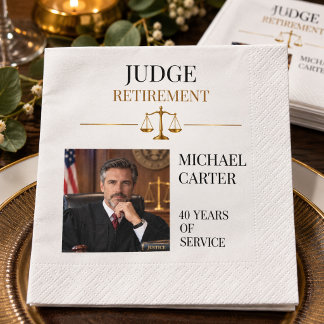 Elegant Judge Retirement Photo Years of Service Napkin
