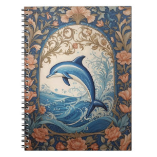Elegant Jumping Dolphin William Morris Inspired Notebook