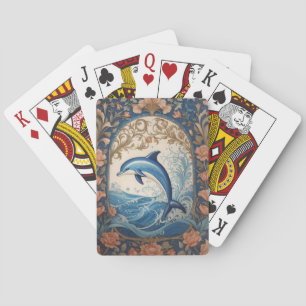 Elegant Jumping Dolphin William Morris Inspired Playing Cards