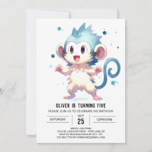 Elegant Jungle Monkey Birthday Invitation