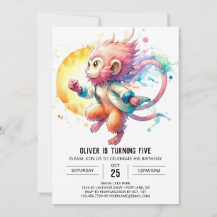 Elegant Jungle Monkey Birthday Invitation