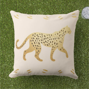 Elegant Jungle Pink and Gold Leopard Outdoor Pillow
